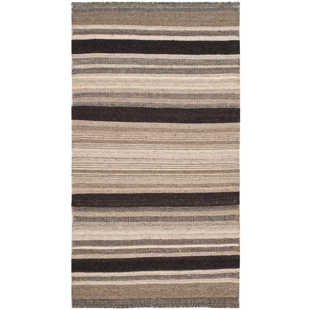 Dhurries DHU628 Hand Woven Area Rug - Natural/Black - 3'x5' - Safavieh.