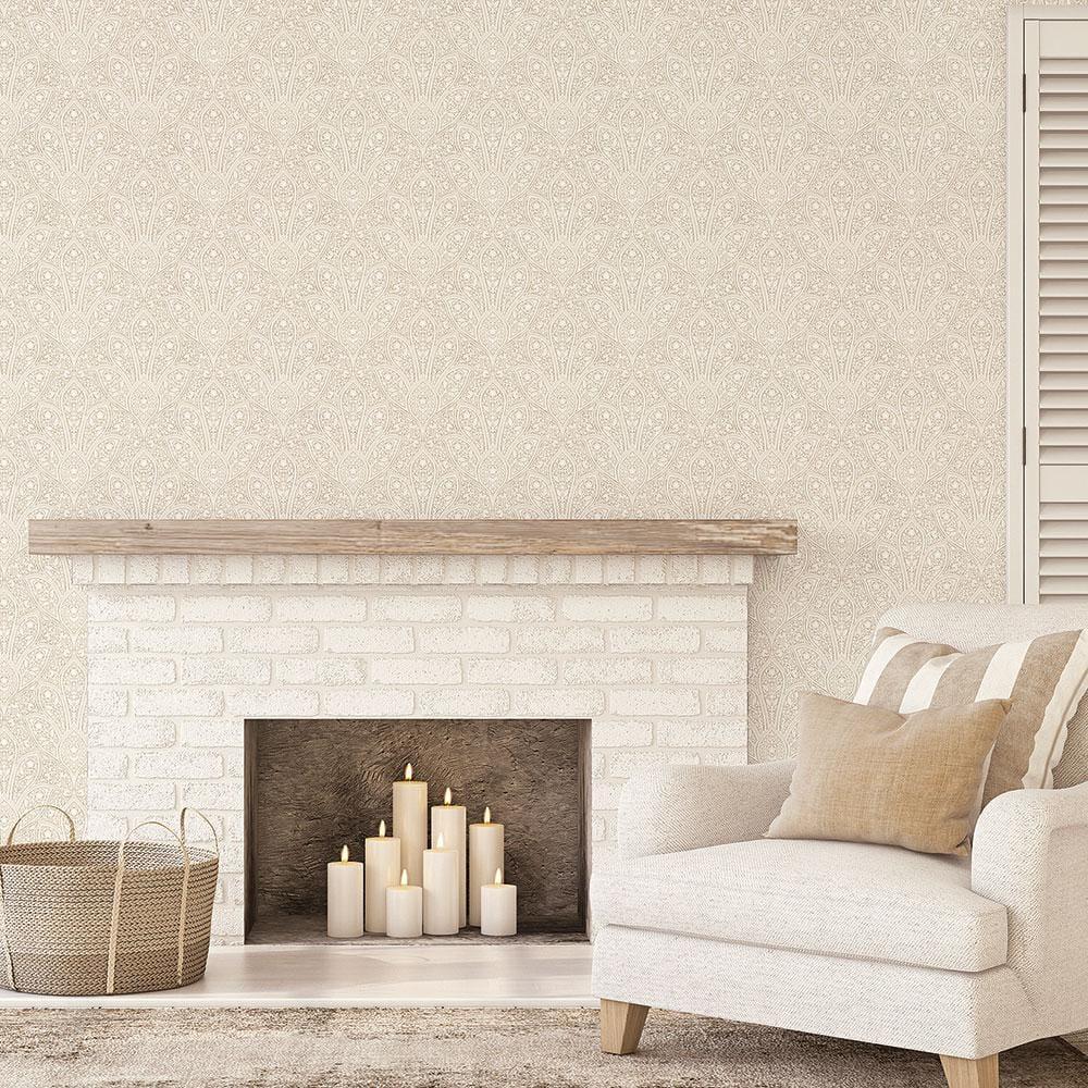 Distressed Paisley Vinyl Roll Wallpaper (Covers 55 sq. ft.)
