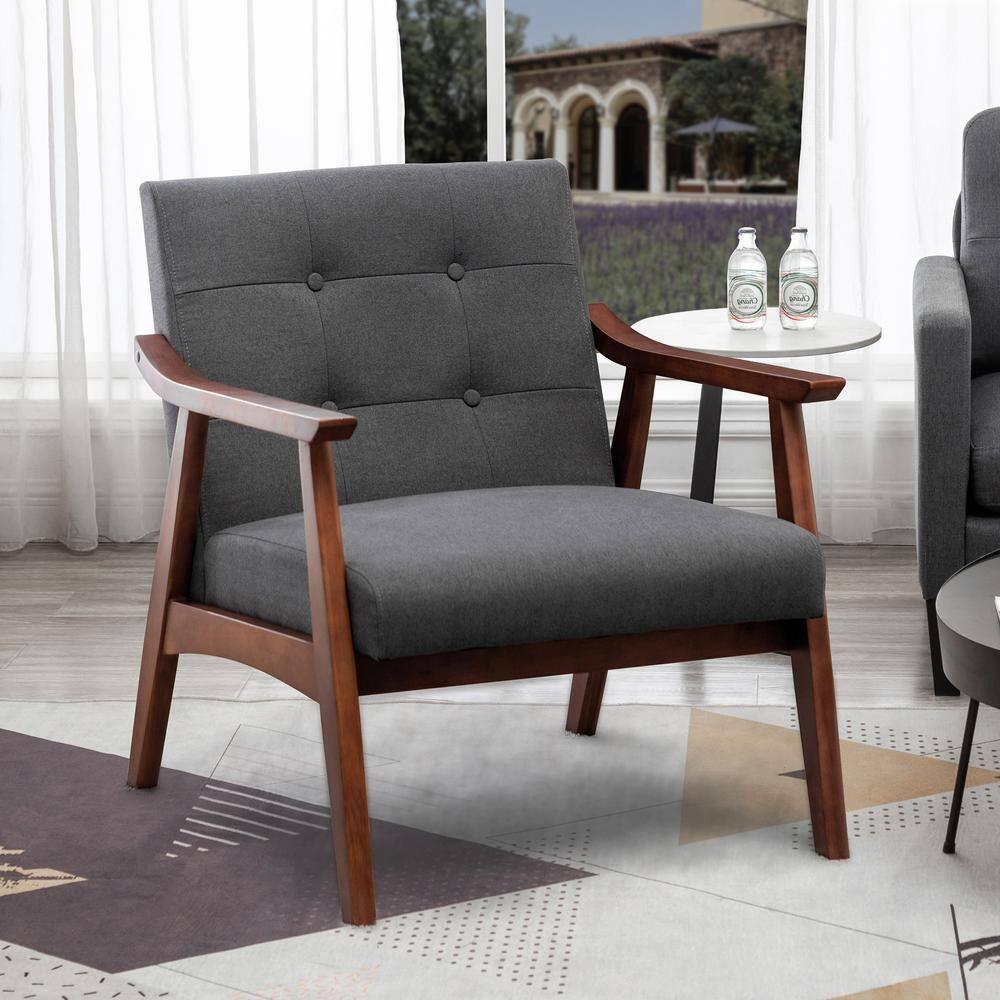 Convenience Concepts Take a Seat Natalie Accent Chair, Dark Gray Fabric/Espresso, All Ages