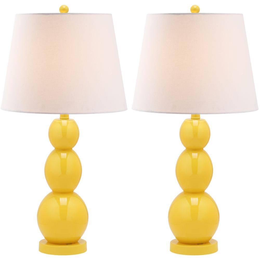 Jayne 3 Sphere Table Lamp (Set of 2) - 26.5 Inch Height - LIT4089 - Yellow - Safavieh