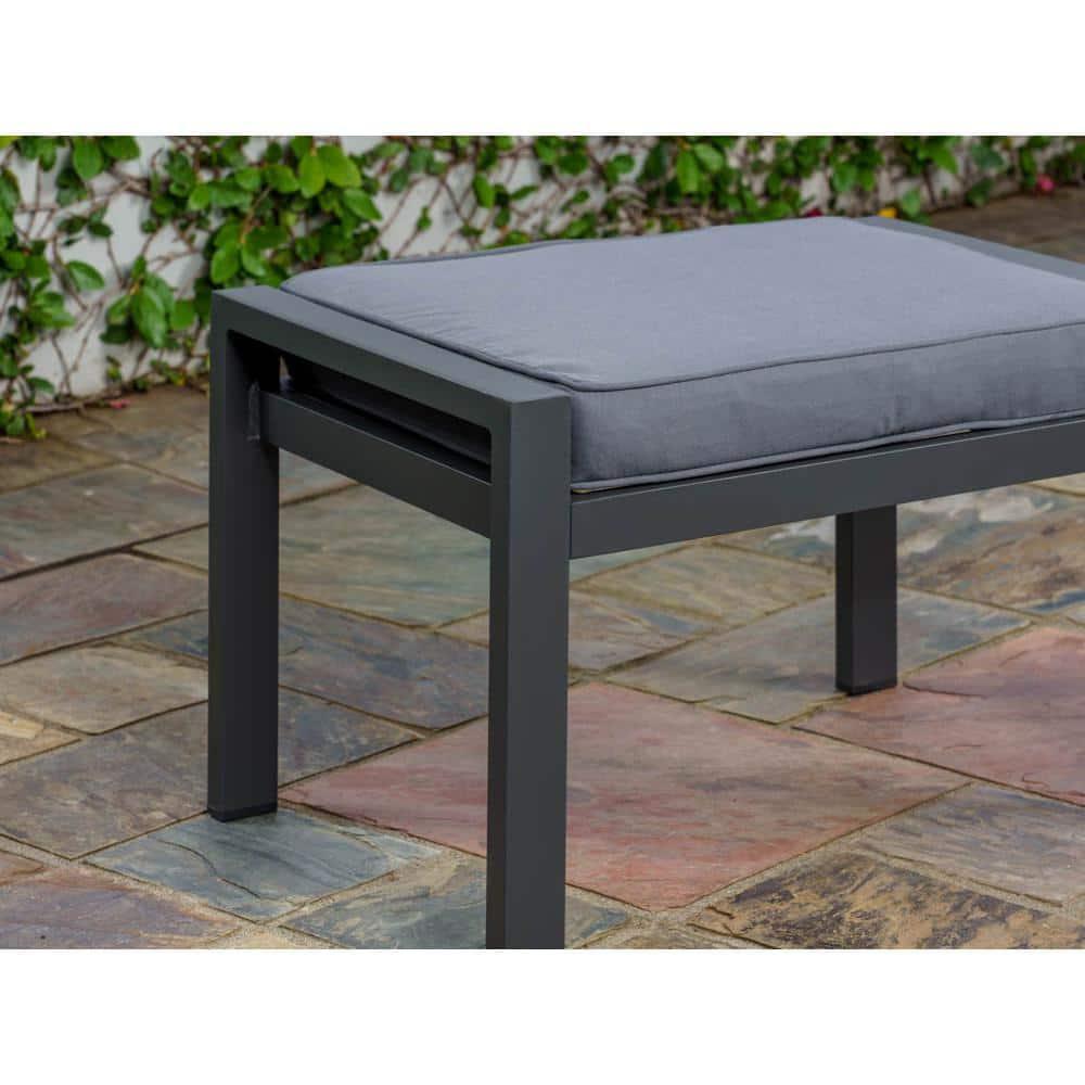 Lakeview Aluminum Outdoor Ottoman With Charcoal Cushion