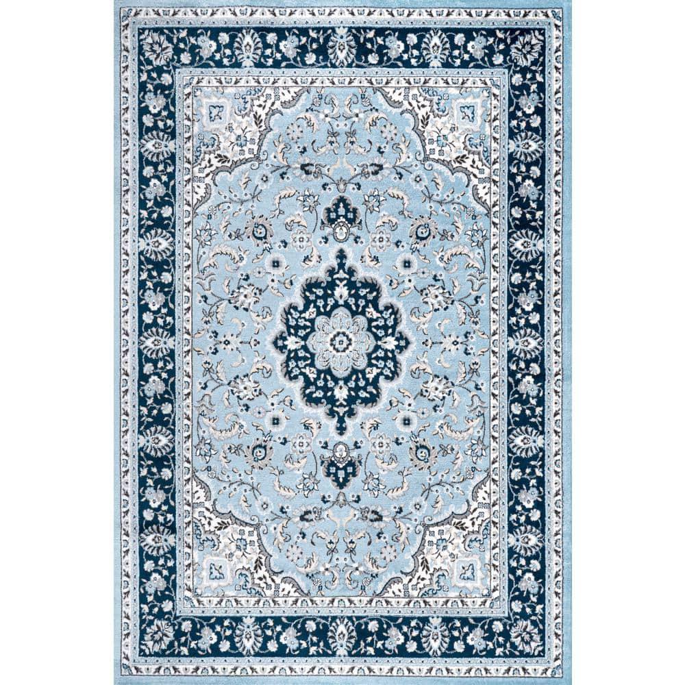 3'x 5' Palmette Modern Persian Floral Area Rug, Blue/Navy - JONATHAN Y