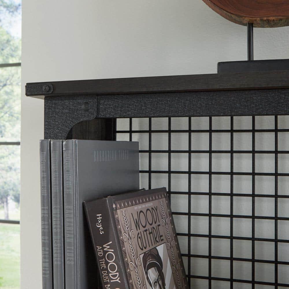 Sauder Steel River Industrial Desktop Hutch, Carbon Oak Finish