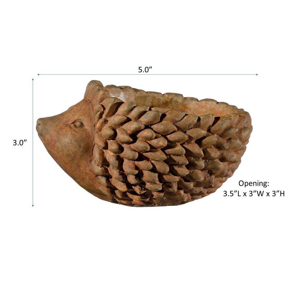 Classic Home and Garden Cement Buddies Indoor/Outdoor Planter with Drainage Hole, Hedgehog, Rust, Large, 7in
