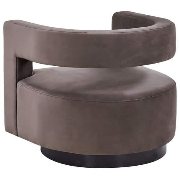 SAFAVIEH Couture Edgar Modern Velvet Solid Swivel Armchair, Dark Brown
