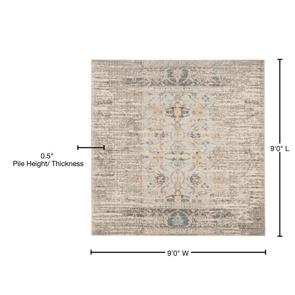 Monaco MNC209 Power Loomed Indoor Area Rug - Grey/Multi - 9'x9' - Safavieh.