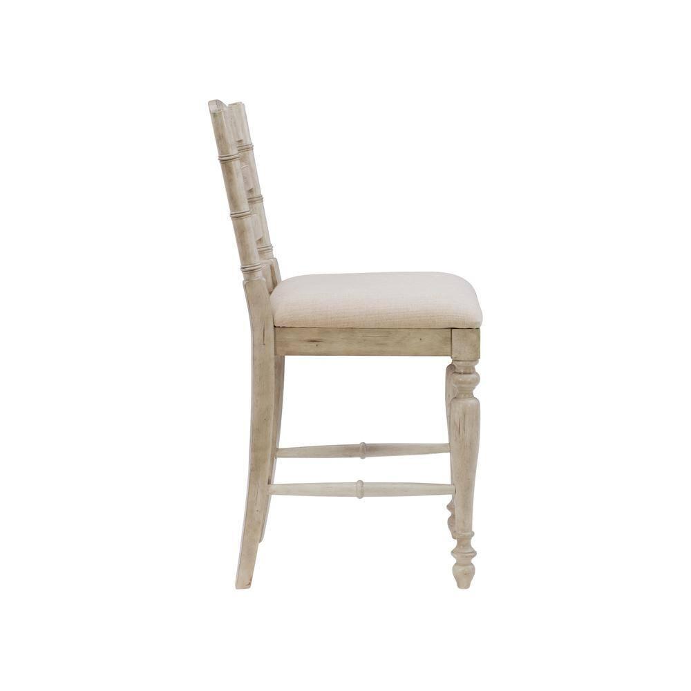 24" Marino Padded Seat Counter Height Barstool Upholstered Seat and Back White - Linon: Rubberwood Frame, Foam Fill, Ladder-Back Design