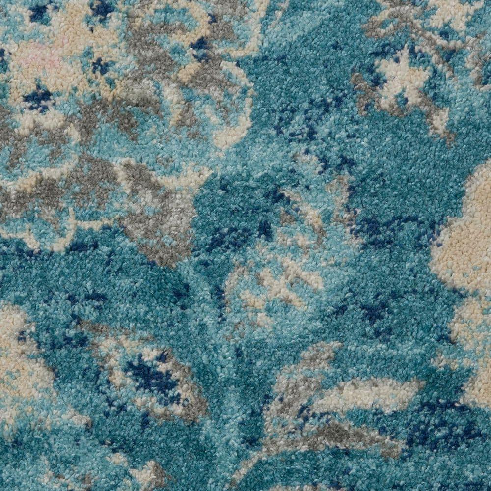 Nourison Tranquil 2' X 4' Turquoise Area Rug French Country Eclectic Floral by Nourison