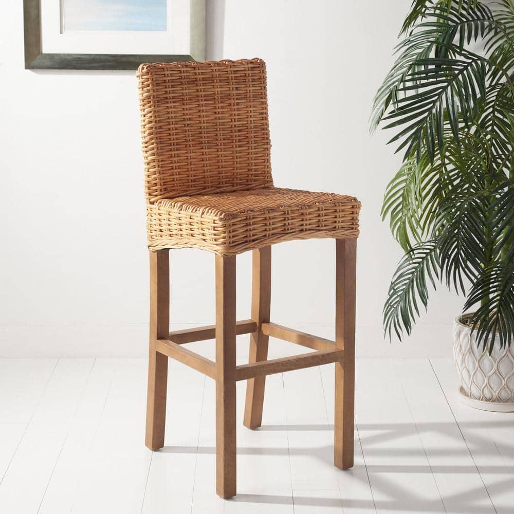 Tobie Rattan Bar Stool - BST6500 - Natural/Golden Brown - Safavieh