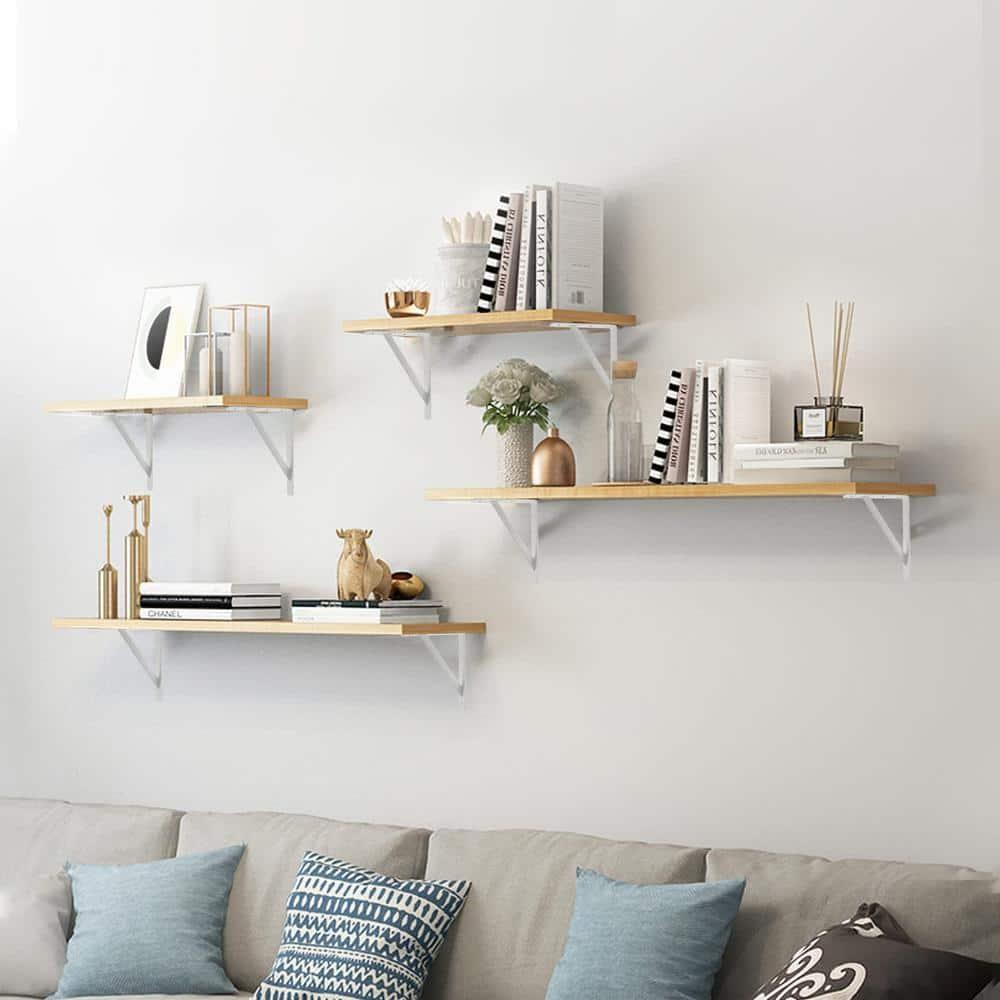 HOME MASTER HARDWARE 12 x 8 inch Heavy Duty Shelf Brackets, Load Capacity: 600lb, 10-Pack White Metal L Supports for Wall Mounted Wood Shelving, Shelves Bracket with Screws