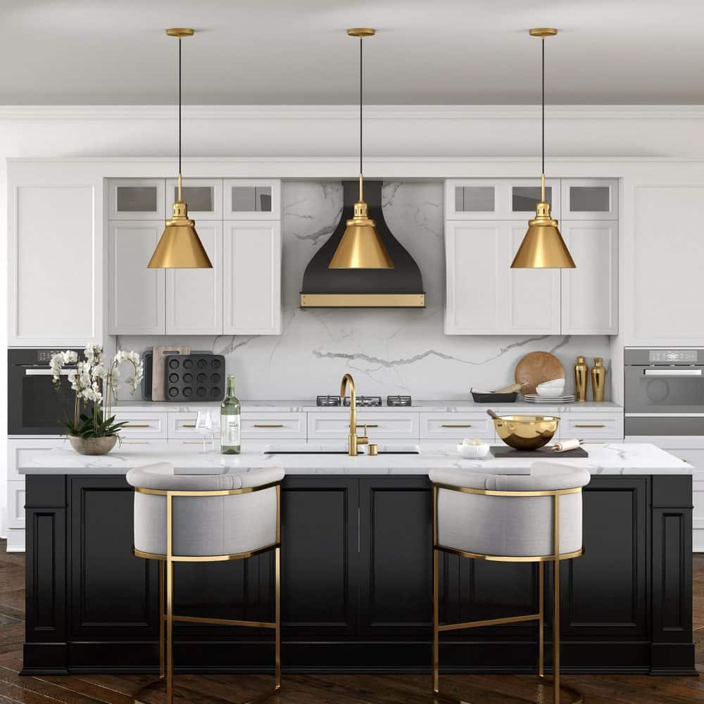 Evelyn&Zoe 17" Brushed Brass Cone Pendant
