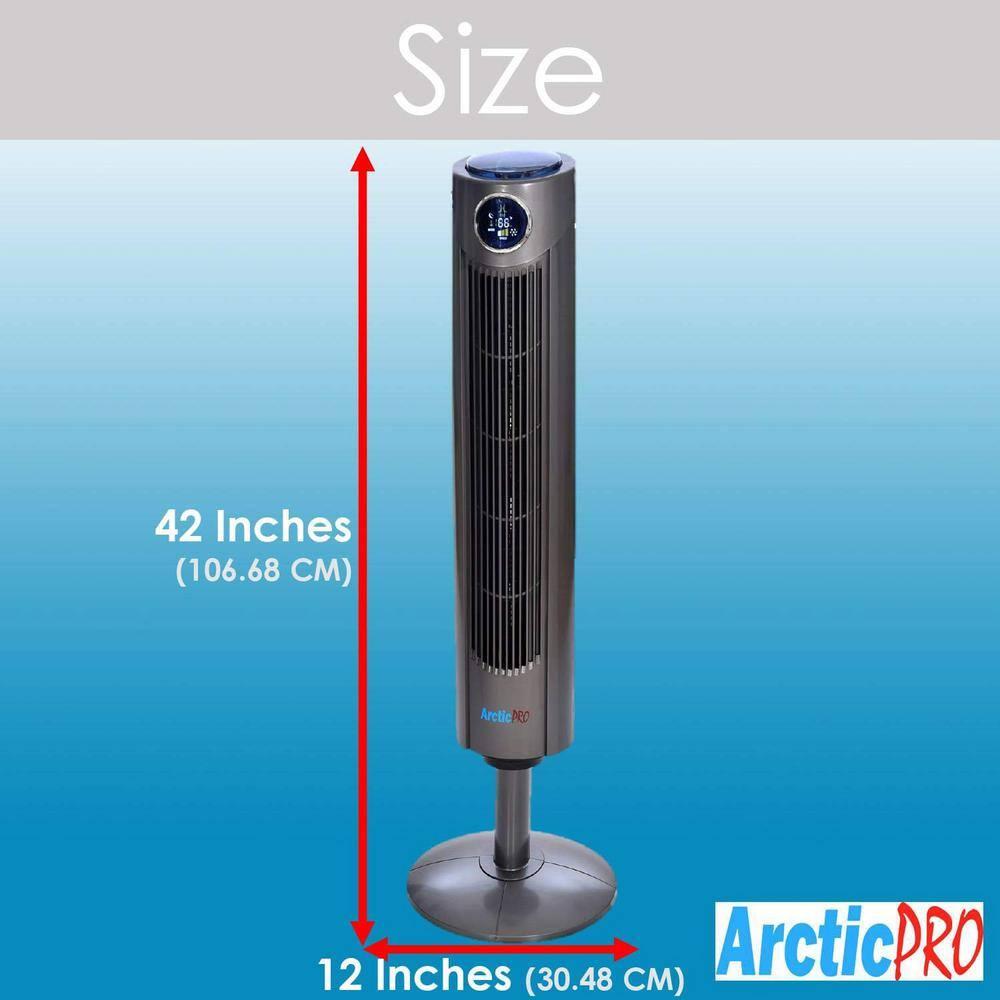 42-inch Dark Gray Plastic Oscillating Tower Fan with Remote Control