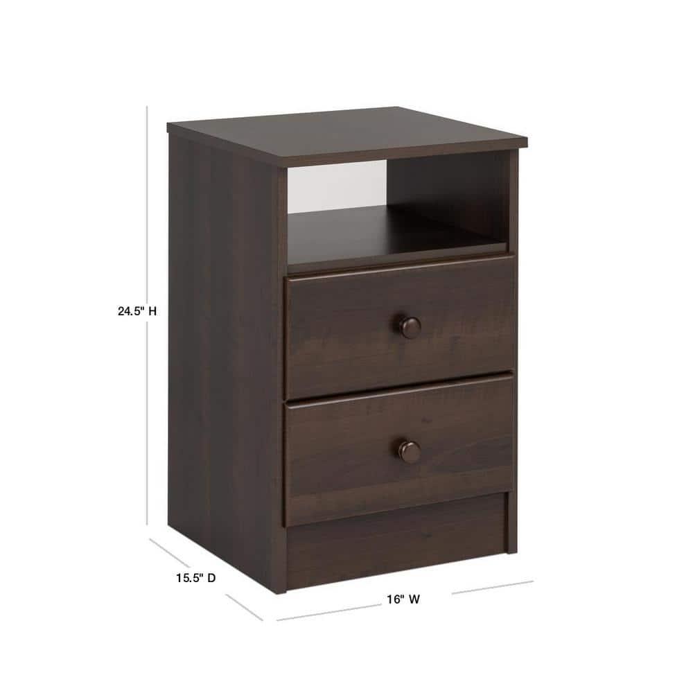 Astrid 2 Drawer Nightstand Espresso Brown - Prepac
