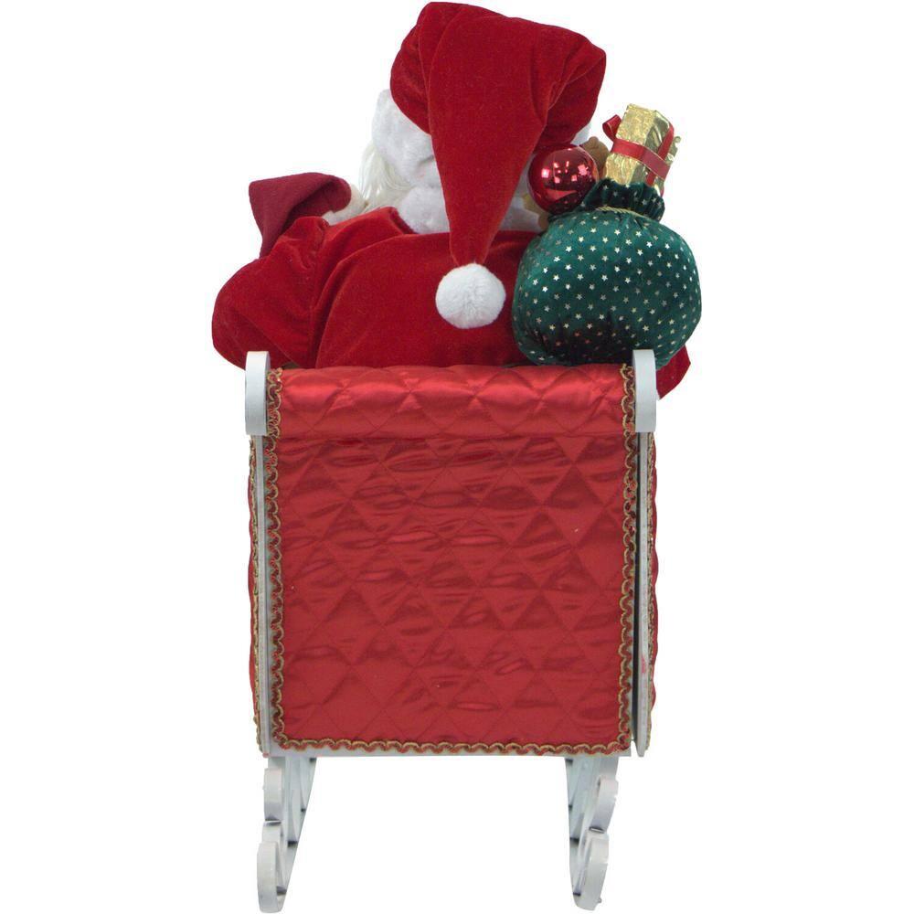 Christmas Time 28-In. Music, Lights, and Motion Santa Claus in his Sleigh | Animated Indoor Christmas Holiday Home Decor | CT-SC036-1RD