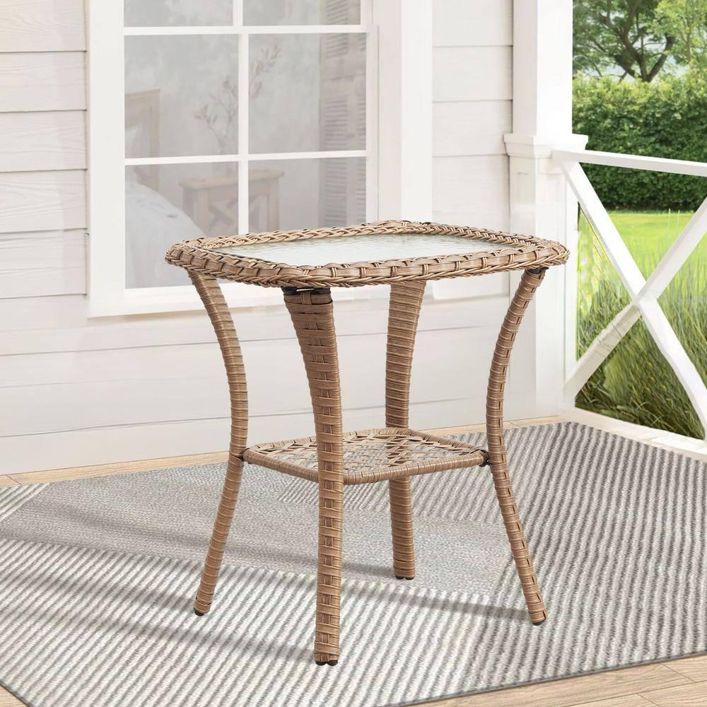 Carolina Square Glass Outdoor Side Table