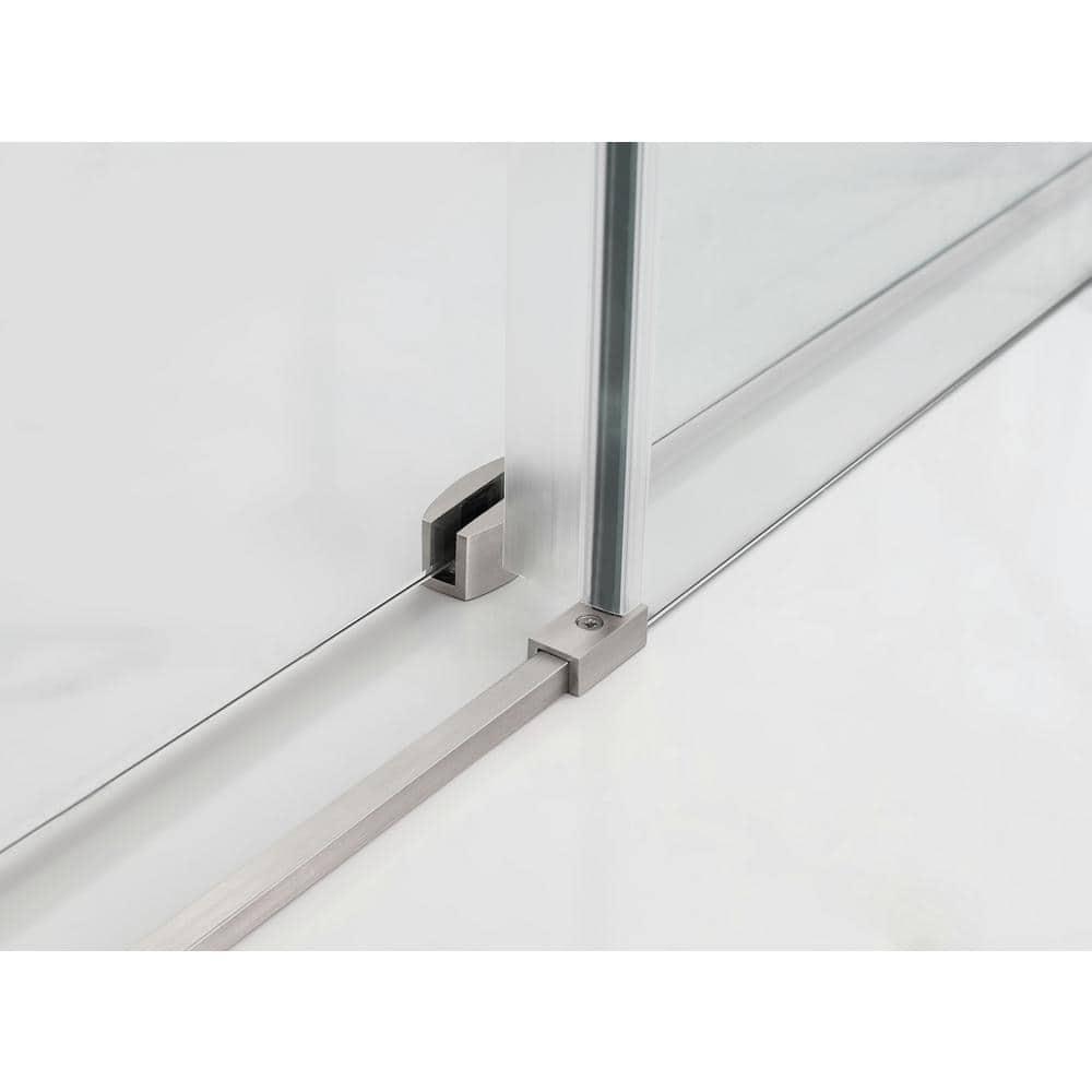 Coraline XL 48 - 52 in. x 80 in. Frameless Sliding Shower Door with StarCast Clear Glass in Stainless Steel Right Hand