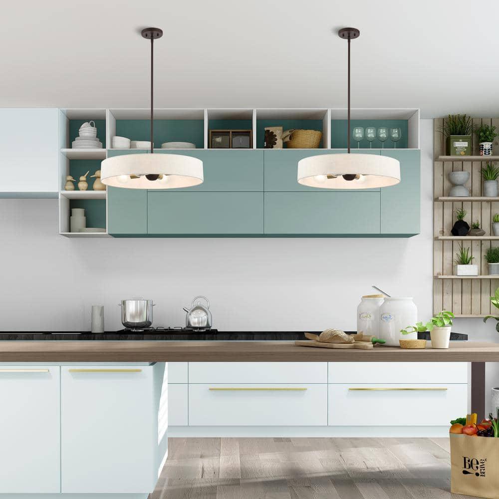 Venlo 4 Light Bronze with Antique Brass Accents Pendant