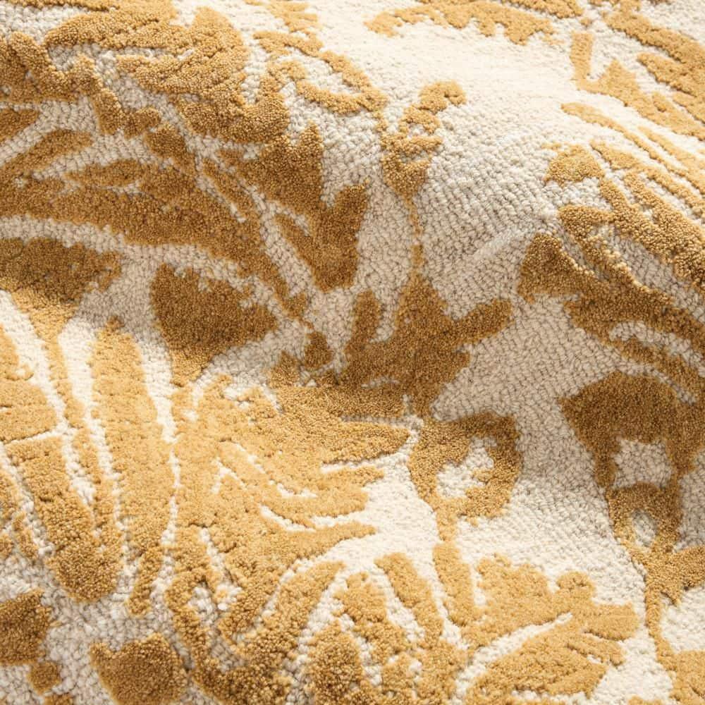 NICOLE MILLER NEW YORK Mod Damask Chambray Handcrafted Wool Area Rug Gold