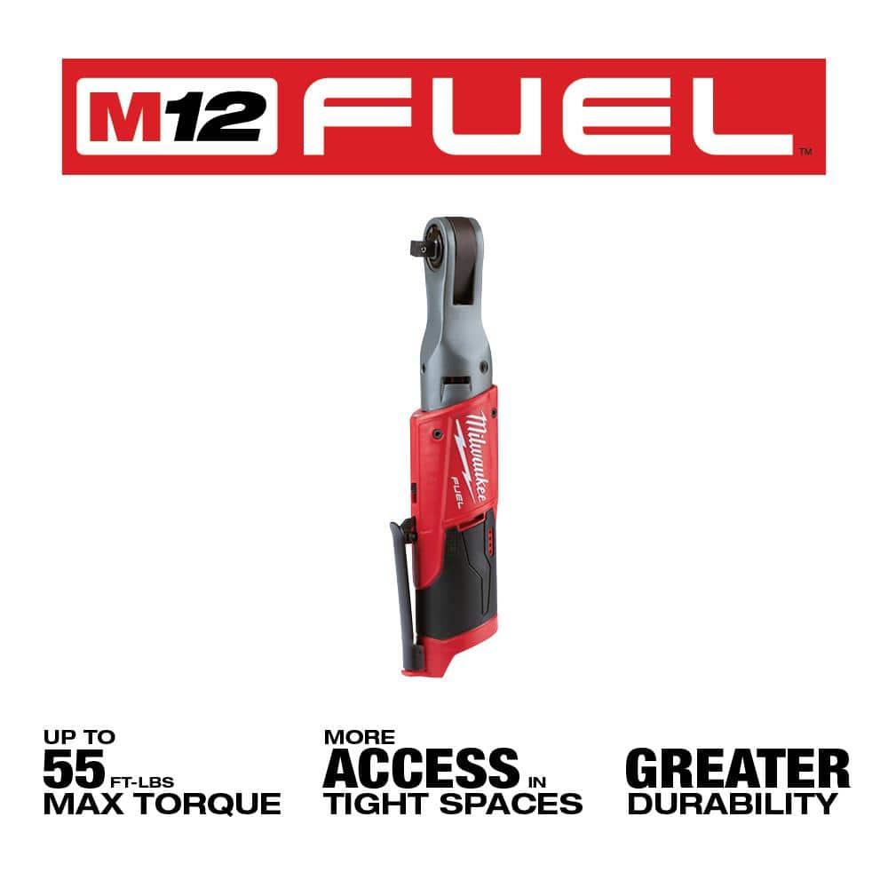 Milwaukee 2557-20 - M12 Fuel, 3/8 in Drive Size Cordless, 55 ft lb Electric Ratchet