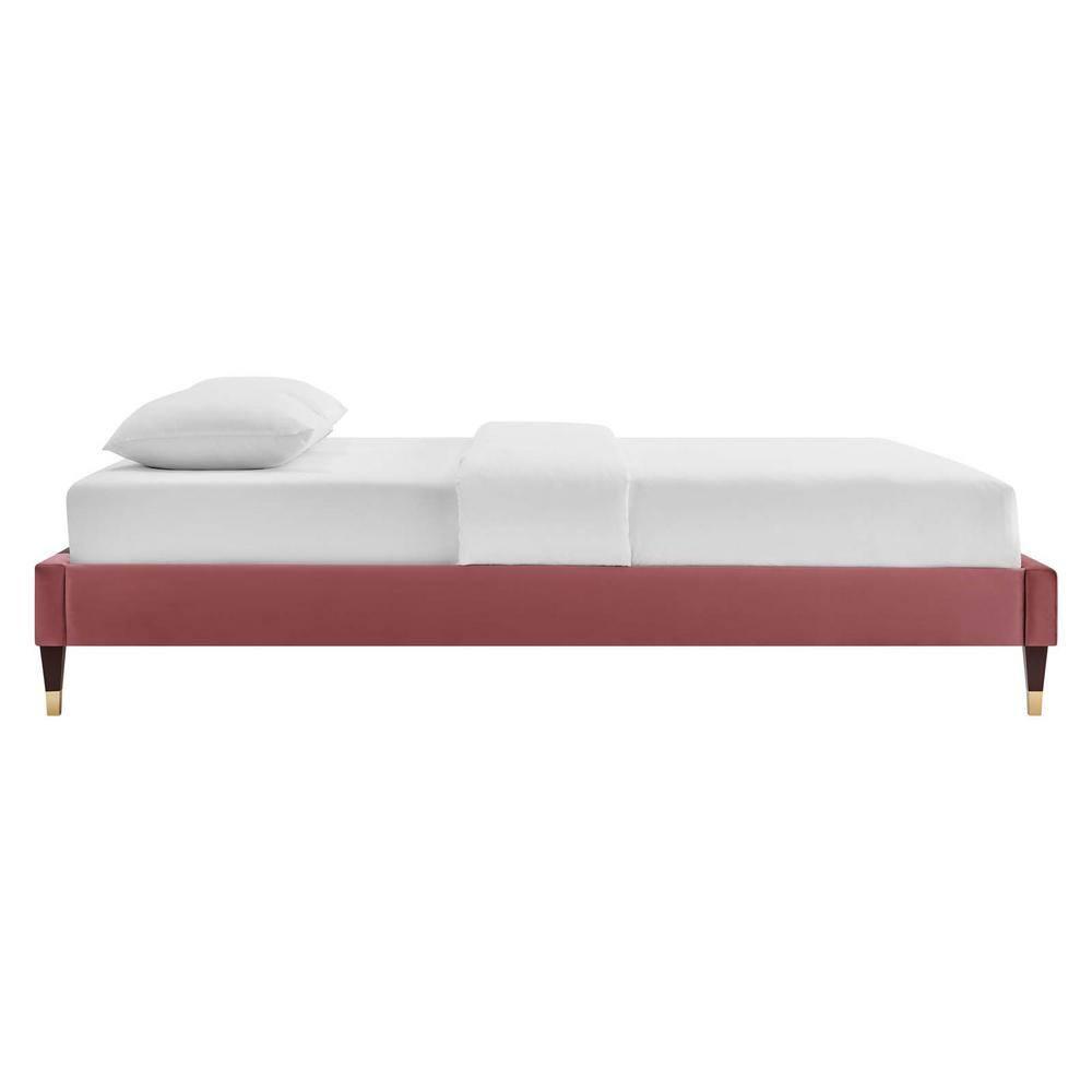 Modway Harlow Full Performance Velvet Platform Bed Frame in Dusty Rose