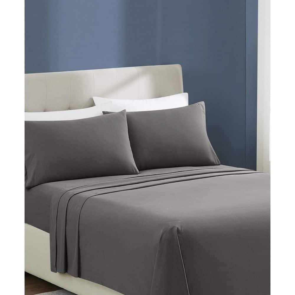 Brooklyn Loom Twin XL 3pc Essential Cotton Sheet Set Gray