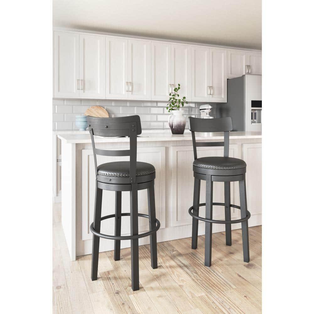 August Grove® Daiah Swivel Upholstered Counter Stool with Solid Wood Frame