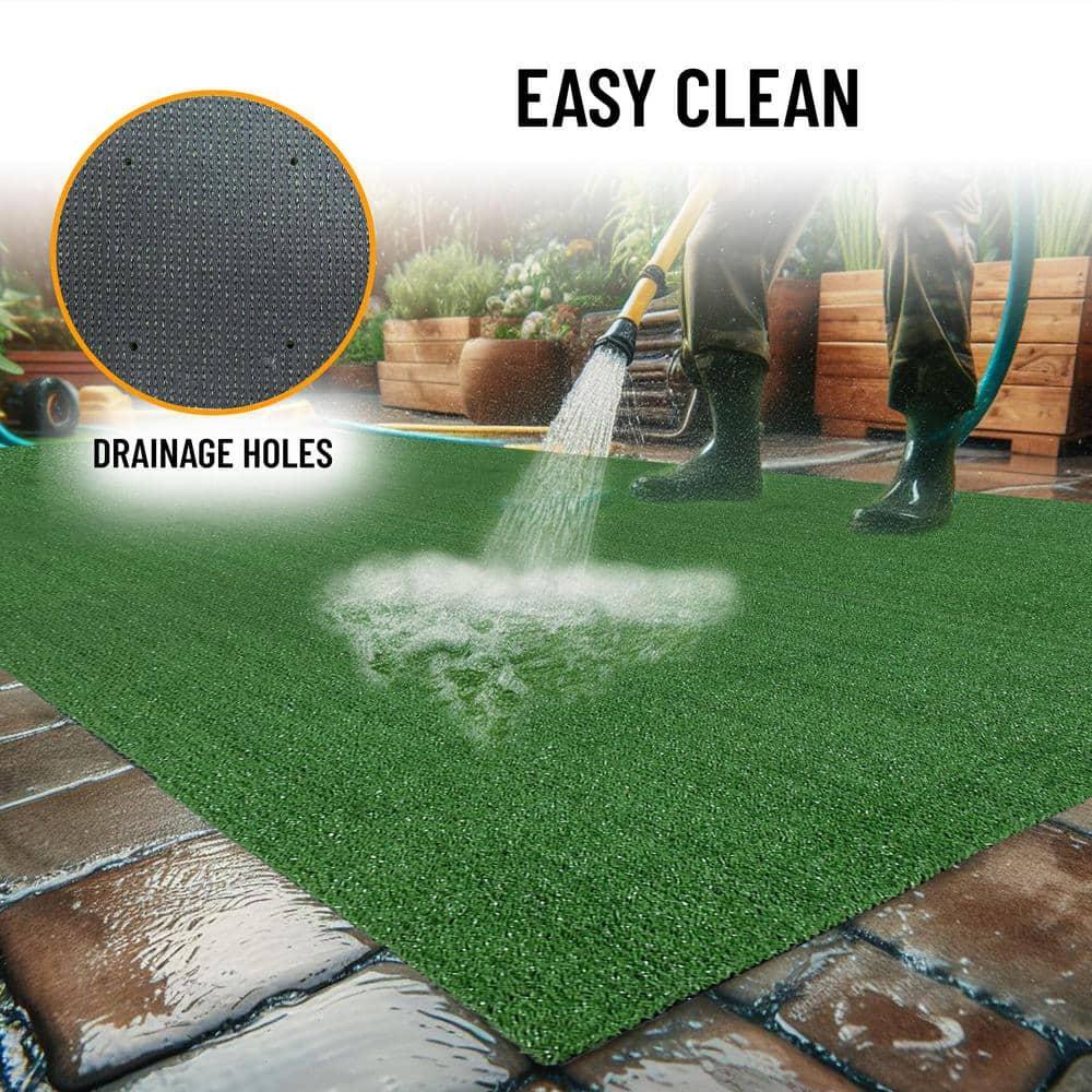 Ottomanson Artificial Grass Turf 7'10" x 9'10" Indoor Outdoor Faux Grass Rug with Drainage Holes, Customizable with Extra Long Size Options, Perfect for Patio Lawn Balcony Weddings Photoshoot Backdrop