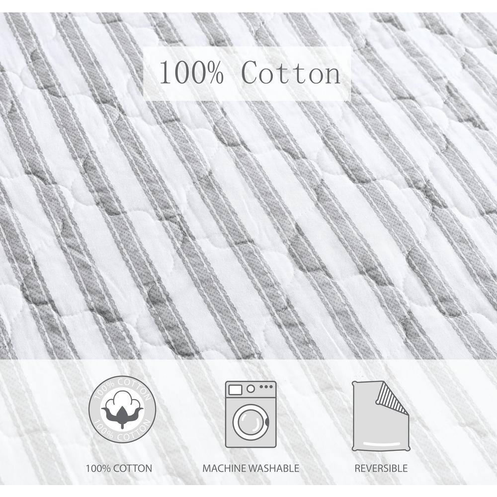 King Willow Way Ticking Stripe Quilt & Sham Set Gray - Stone Cottage
