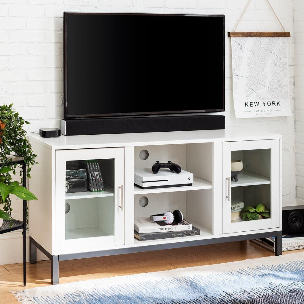 Walker Edison Modern 2-Door TV Stand for TVs up to 58", White