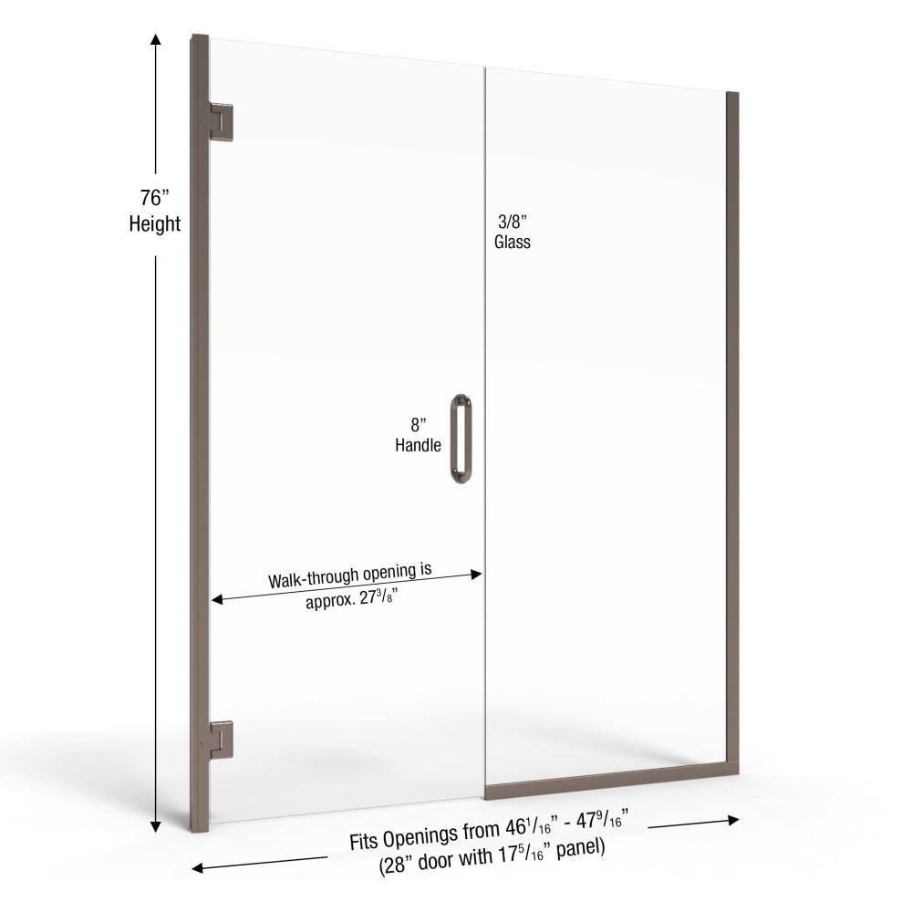 Coppia 46.06" W x 76" H Frameless Shower Door