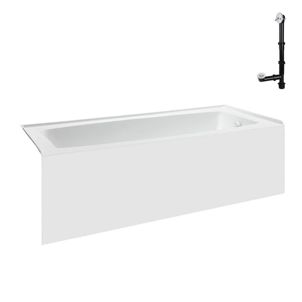 Streamline 60 in. x 30 in. Acrylic Right-Hand Drain Alcove Bathtub in Glossy White With External Drain