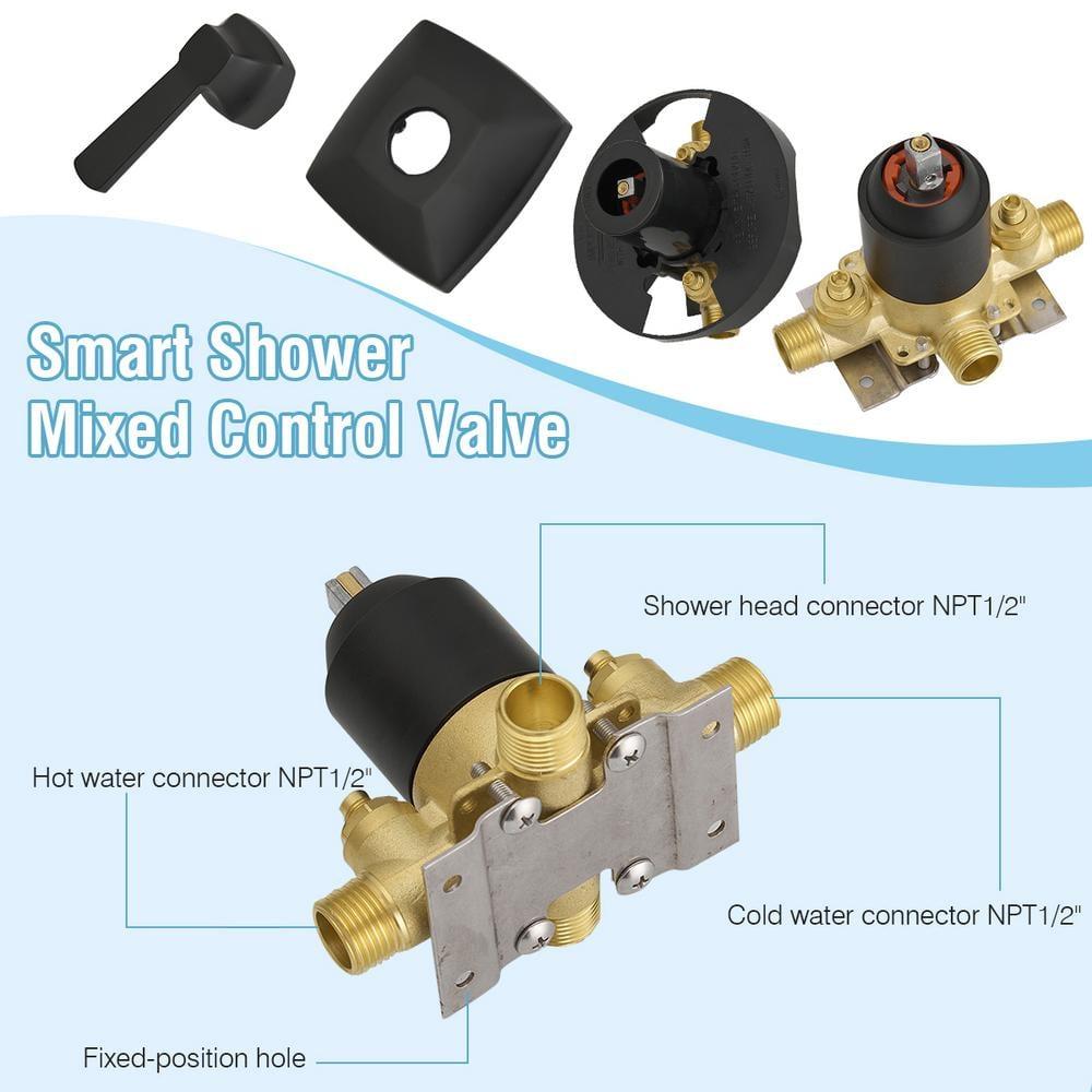 Single Handle 2-Spray Rainfall Square Shower Faucet Set 1.8 GPM with Tub Spout Combo High pressure