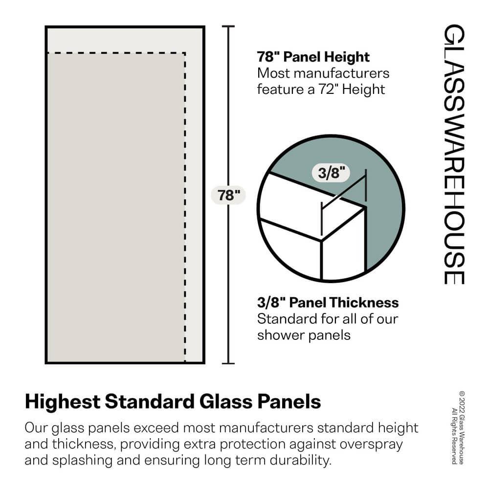 Halo 34 in. x 78 in. Frameless Glass Hinge Shower Door