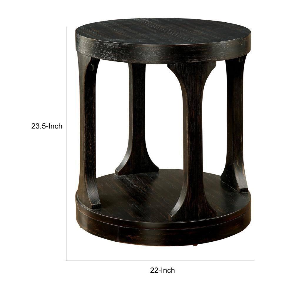 Carrie Transitional End Table, Antique Black