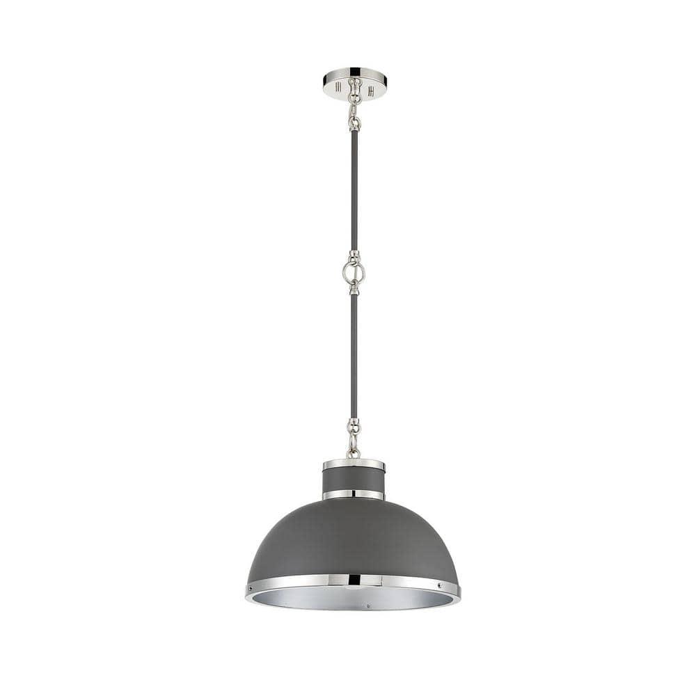 Savoy House Corning 1 - Light Pendant in  Gray/Polished Nickel