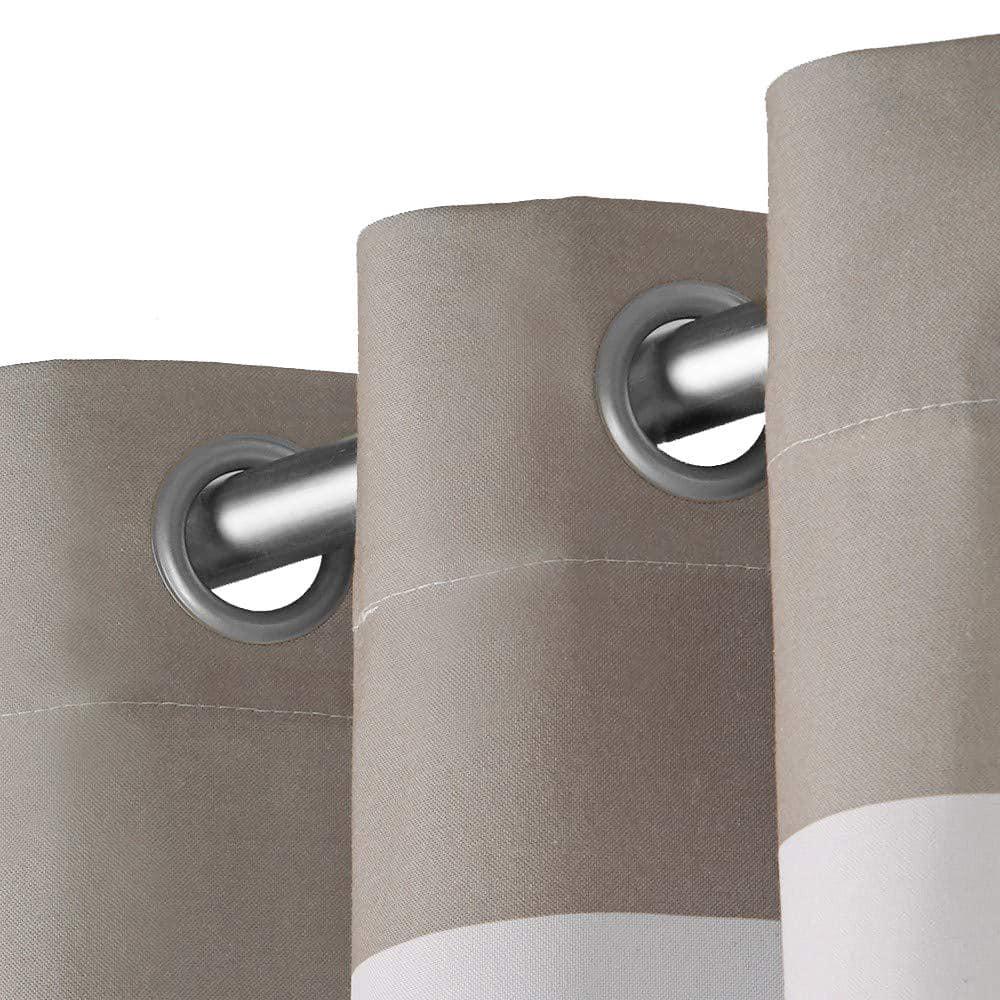 Set of 2 84"x54" Surfside Cotton Cabana Stripe Light Filtering Window Curtain Panel Taupe - Exclusive Home: Striped Drapes, Grommet Top