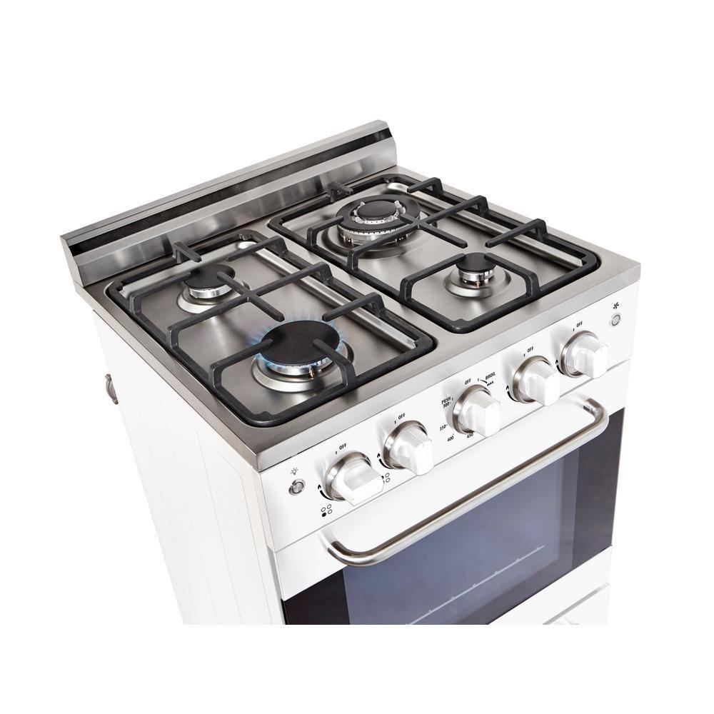 Unique Prestige 24” 2.3 cu ft Double Oven Gas Range in White