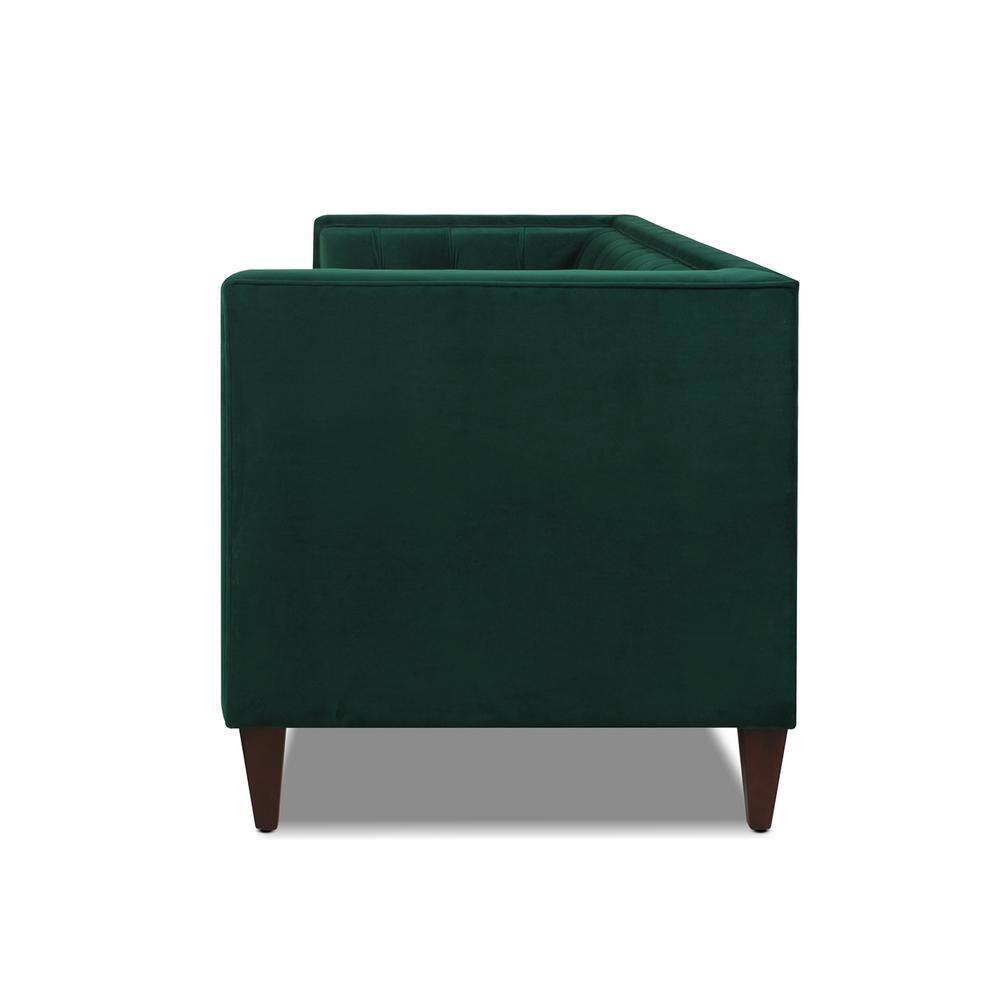 Jack 84" Velvet Tufted Tuxedo Sofa Double Cushion in Evergreen
