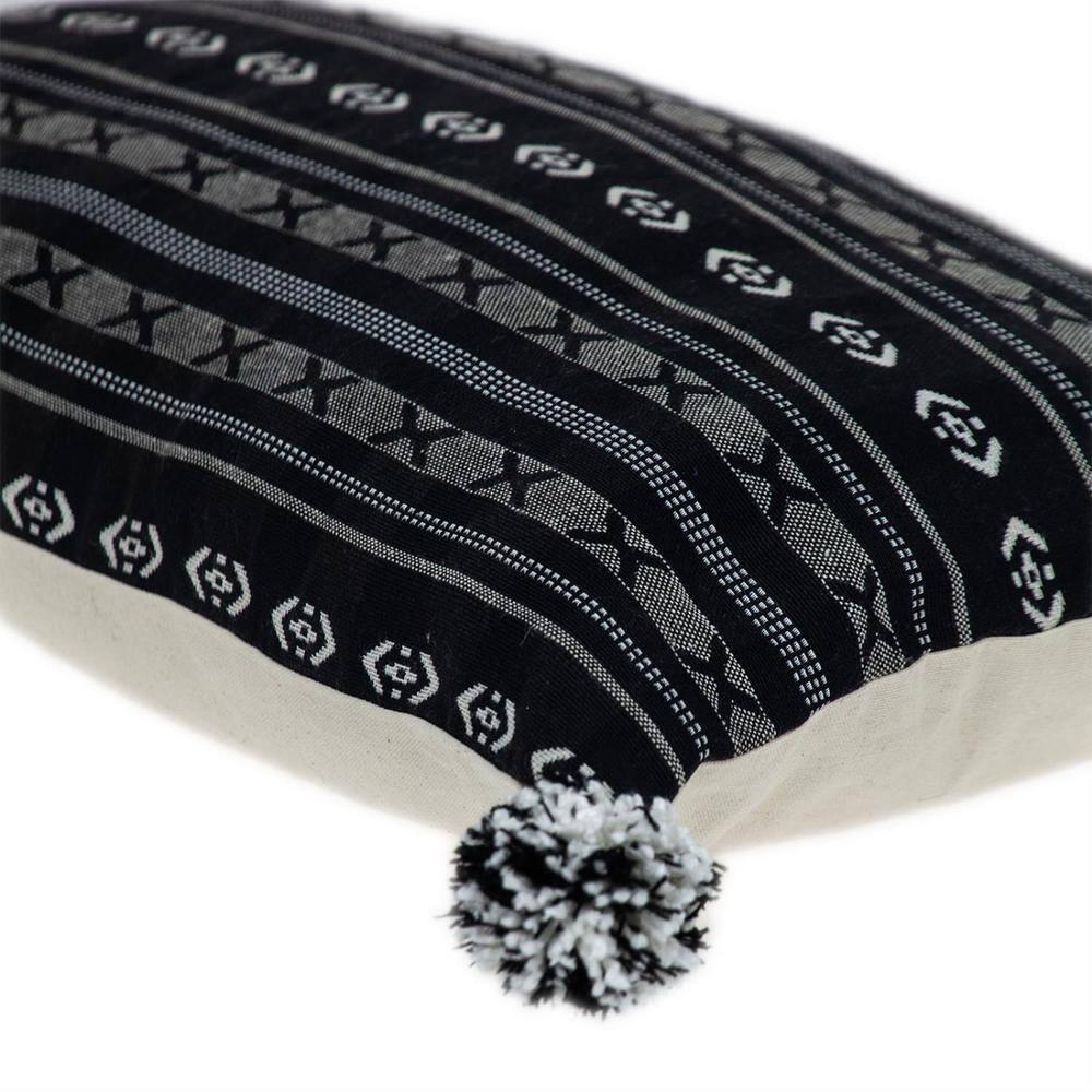 Parkland Collection Raven Pom-poms Cotton Reversible Throw Pillow