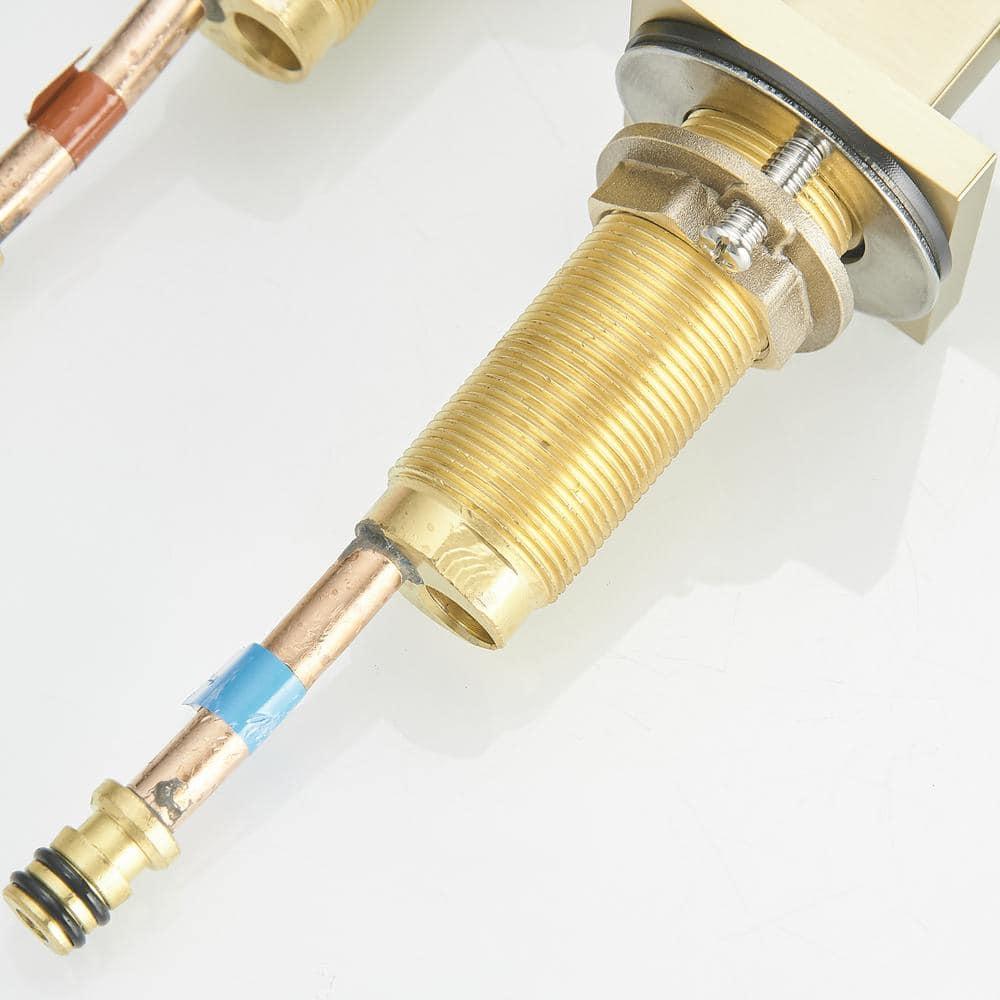 BWE Widespread Bathroom Faucet 3 Hole Brushed Gold with Supply Hose Bathroom Faucets for Sink 2-Handle 3 Pieces 8 Inch Basin Lavatory Mixer Tap Lead-Free