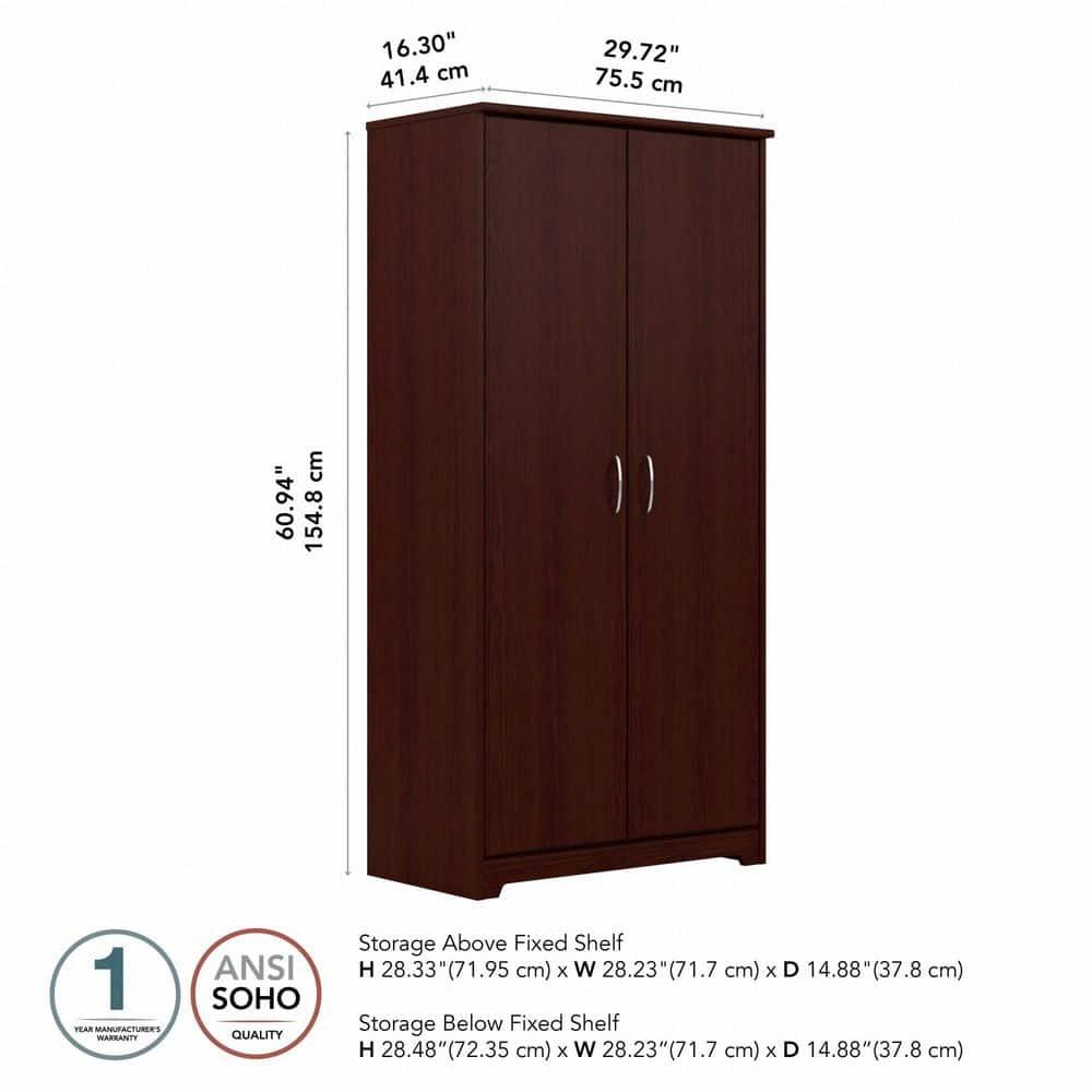 Bush Furniture Cabot Tall Storage Cabinet in Harvest Cherry - Engineered Wood