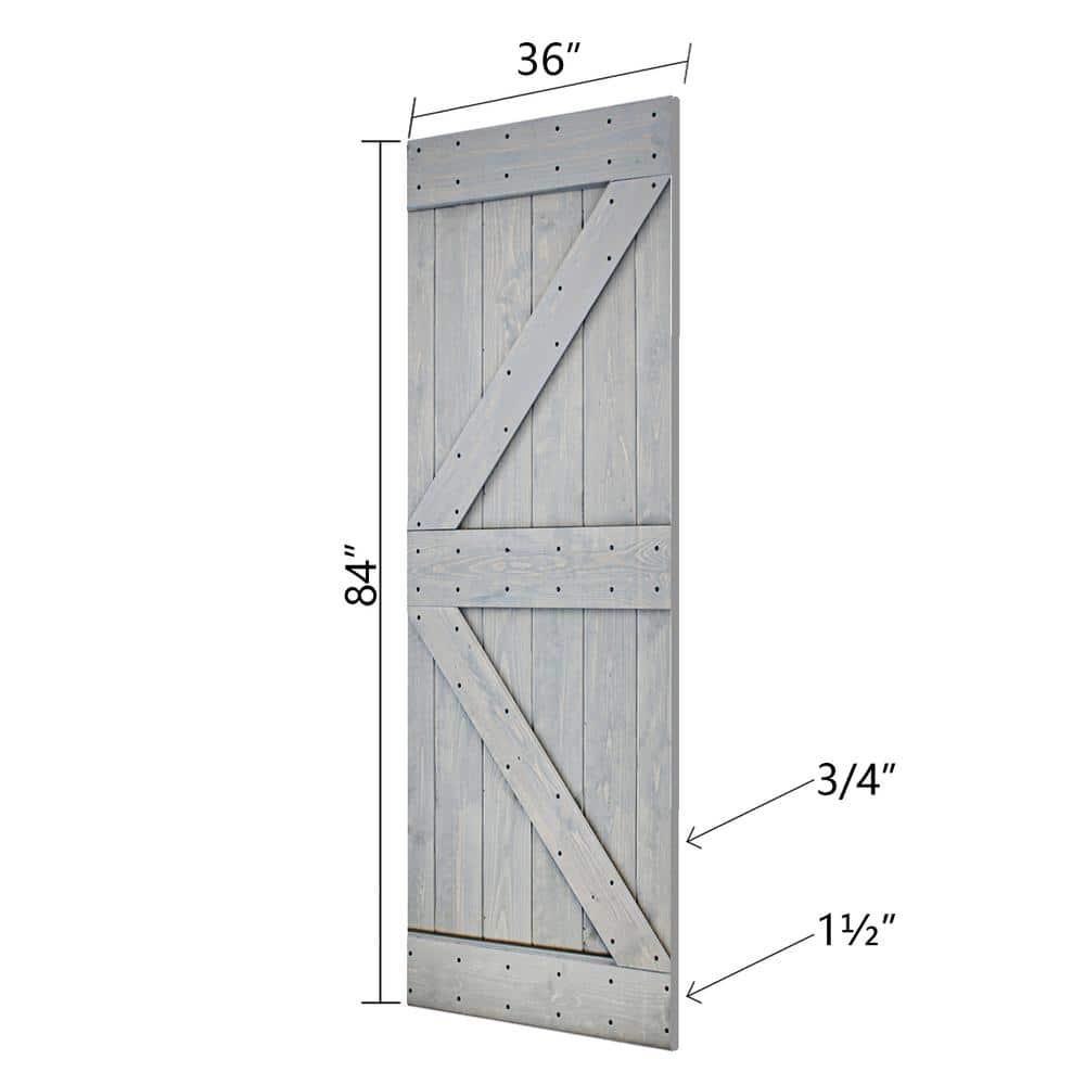 IsLife K Style Solid Core Wood Double Sliding Barn Door with Hardware Kit -Assembly Needed (Set of 2)
