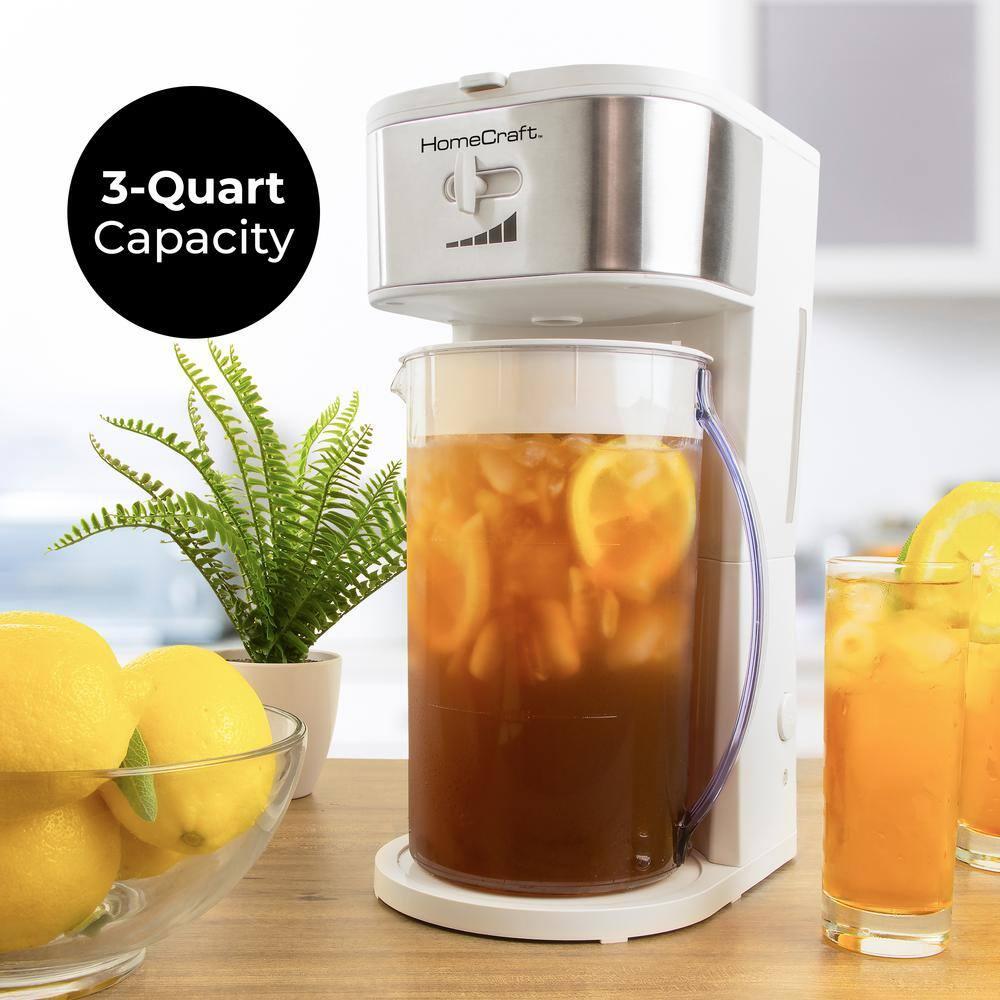 HomeCraft 3-Quart White Stainless Steel Café' Ice Iced Coffee and Tea Brewing System
