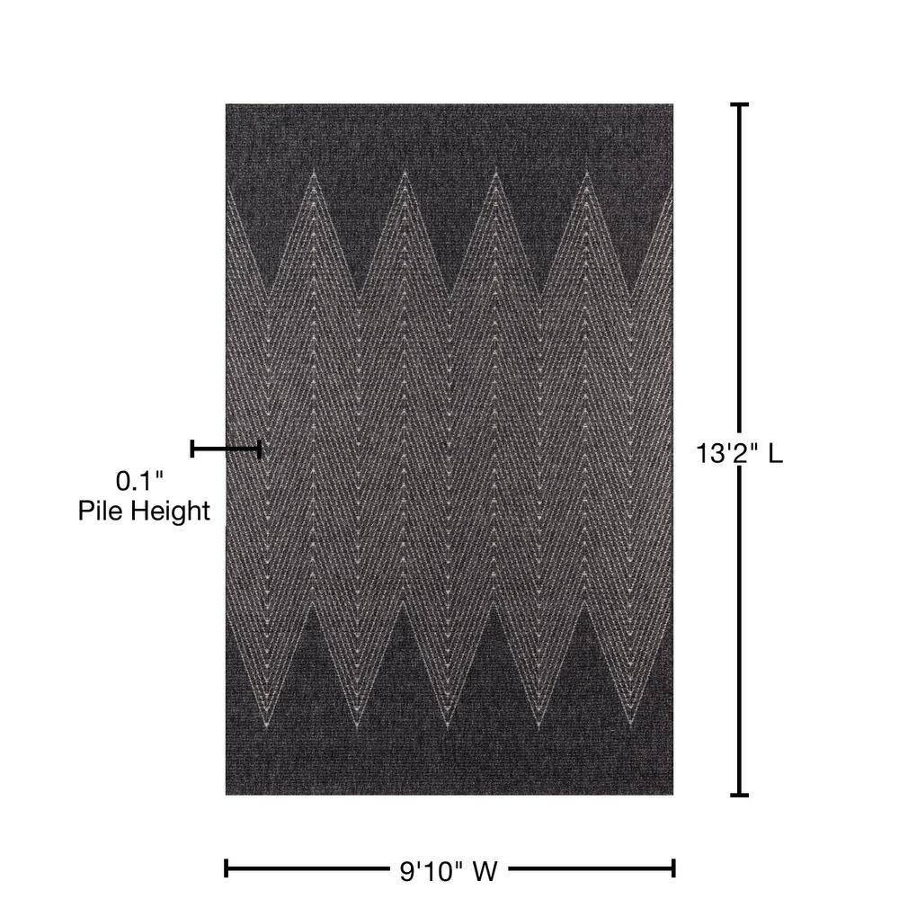 Momeni Como Polypropylene Machine Made Charcoal Indoor Outdoor Rug 9'10" X 13'2"