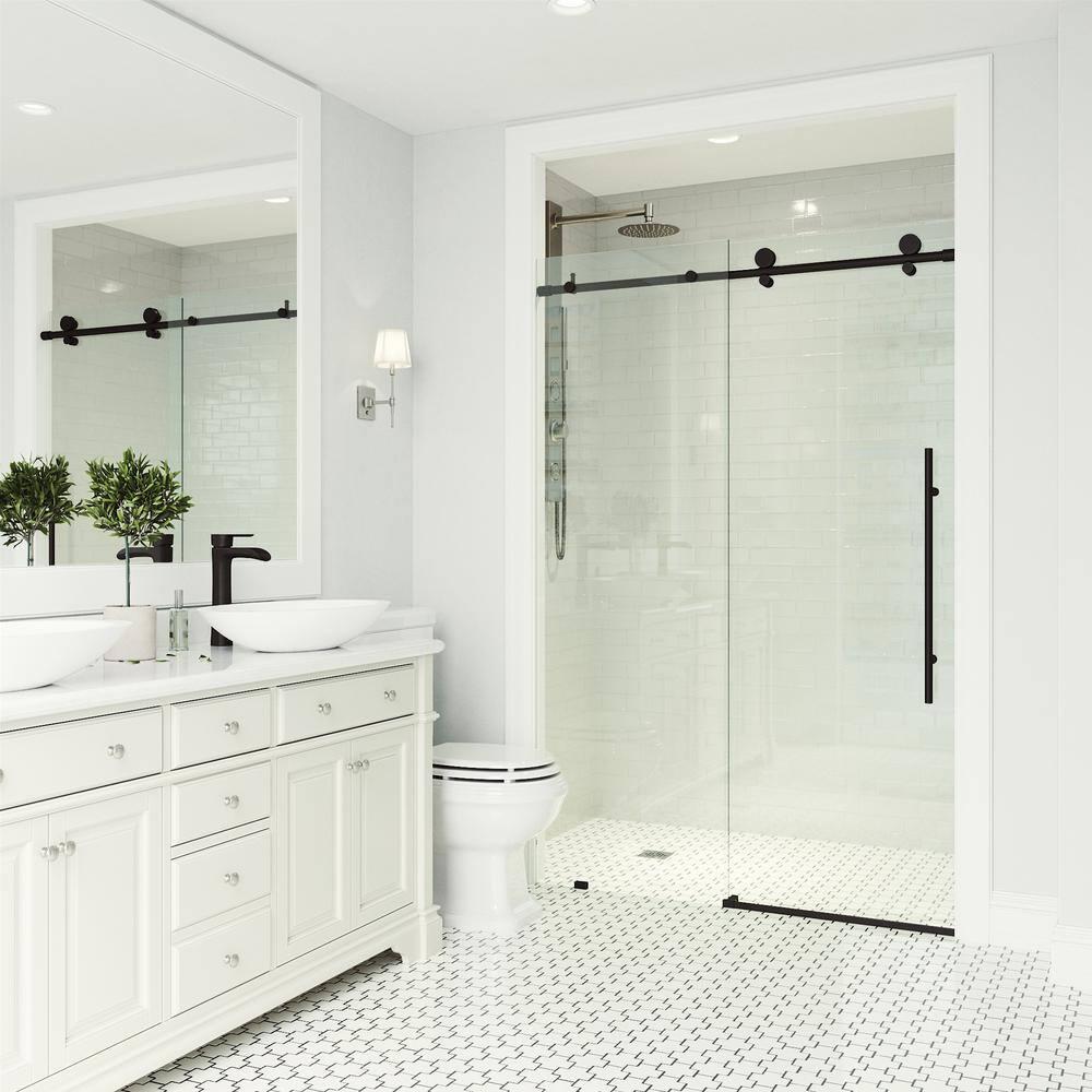 Elan E-Class 44-48" W x 76" H Sliding Frameless Shower Door with 3/8" Clear Glass