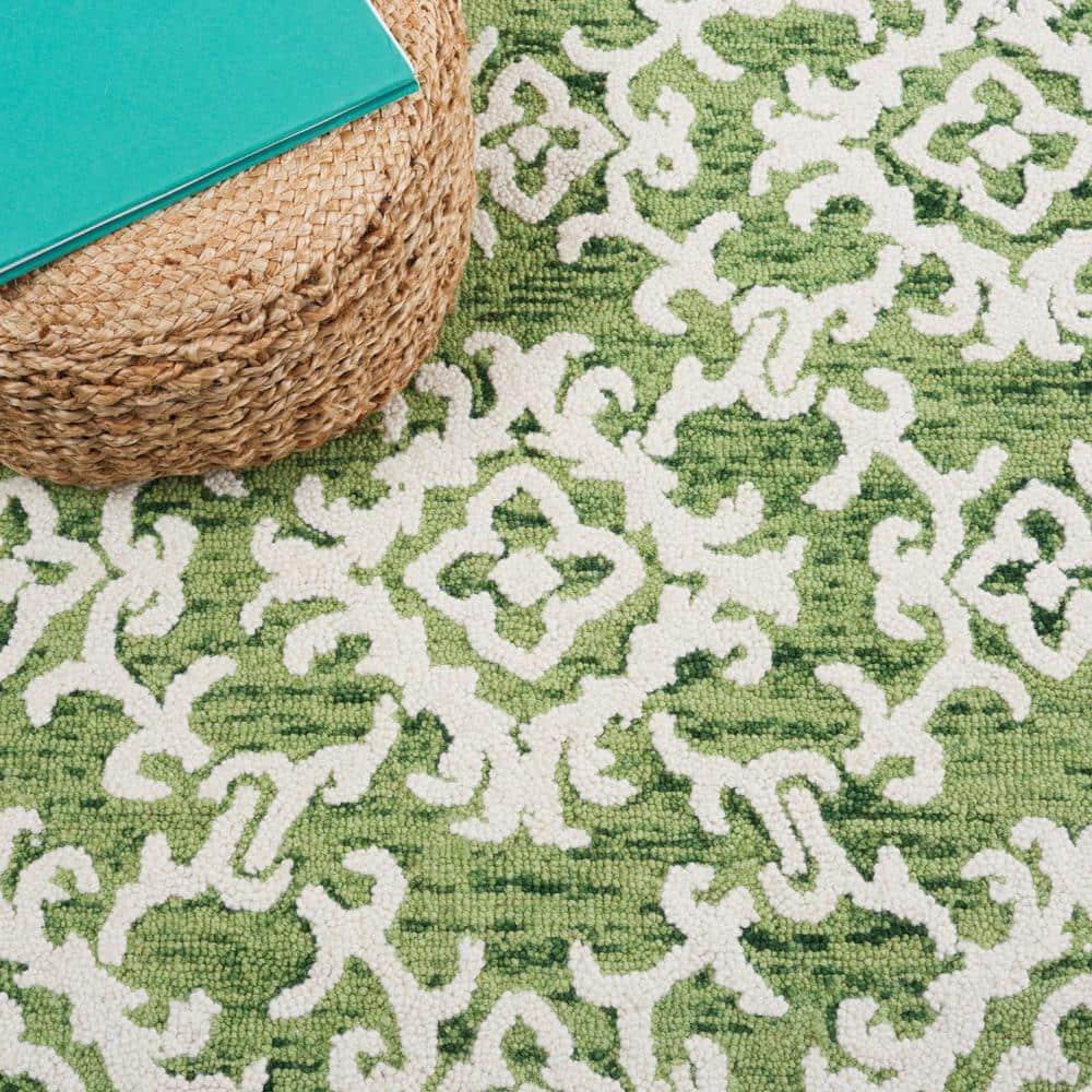 Blossom BLM104 Hand Tufted Area Rug - Green/Ivory - 8'x10' - Safavieh.
