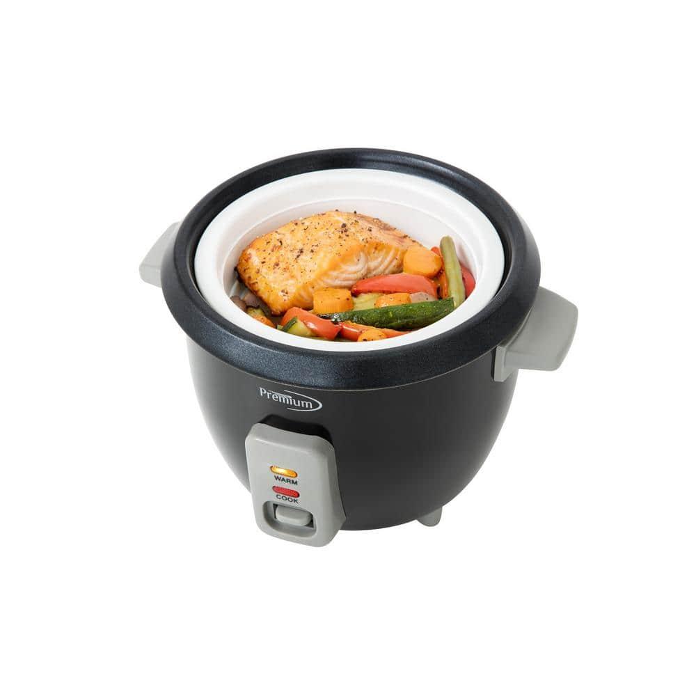 6-Cup Black Rice Cooker and Rice Steamer with Non-Stick Cooking Pot