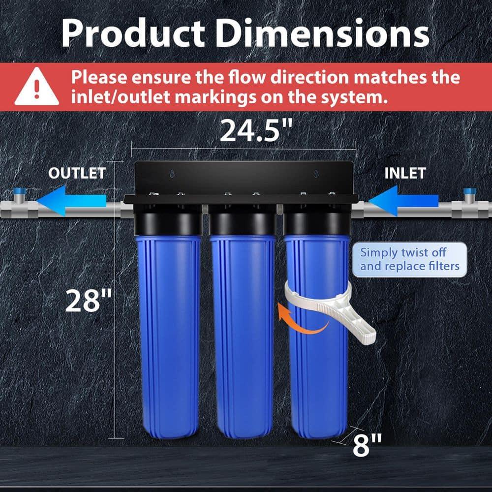 iSpring WGB32B-DS Whole House Water Filter System w/ Sediment, Polyphosphate Anti-Scale, and Carbon Block Water Filters, 3-Stage Water Descaler and Water Filter