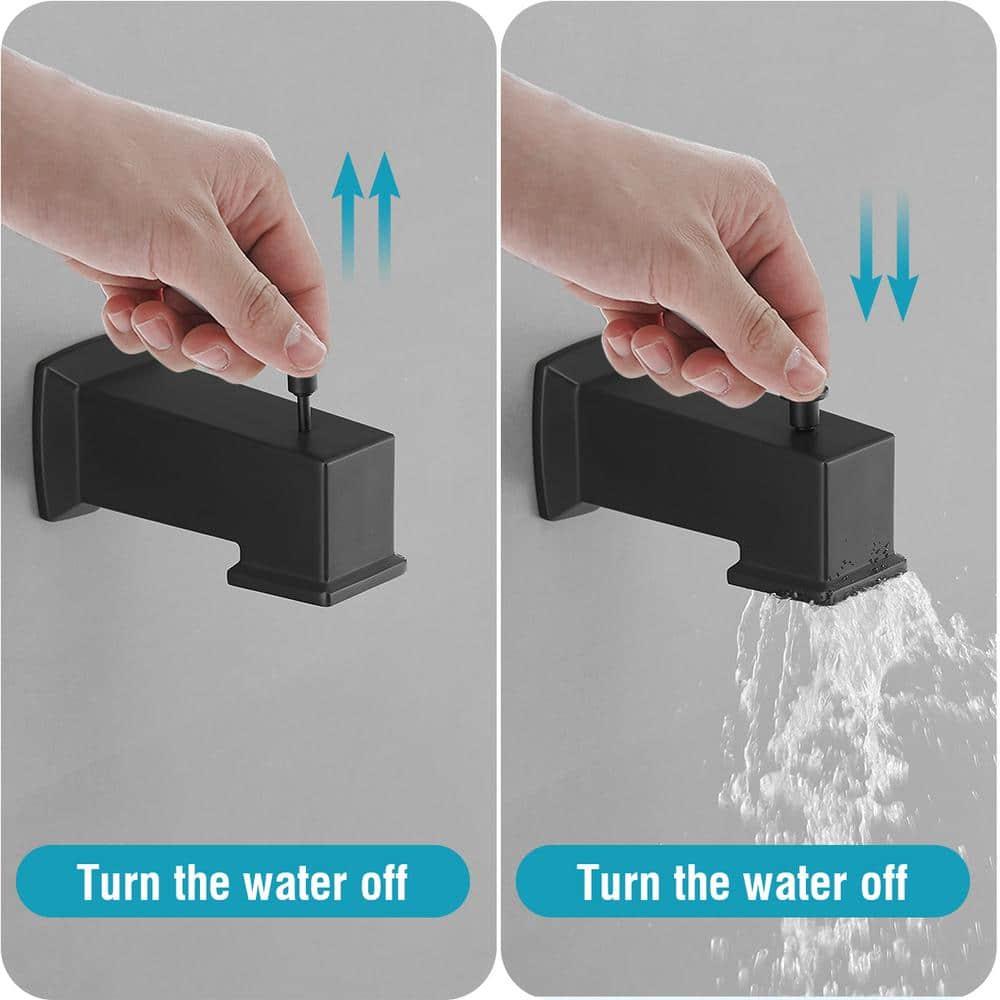 Single Handle 2-Spray Rainfall Square Shower Faucet Set 1.8 GPM with Tub Spout Combo High pressure