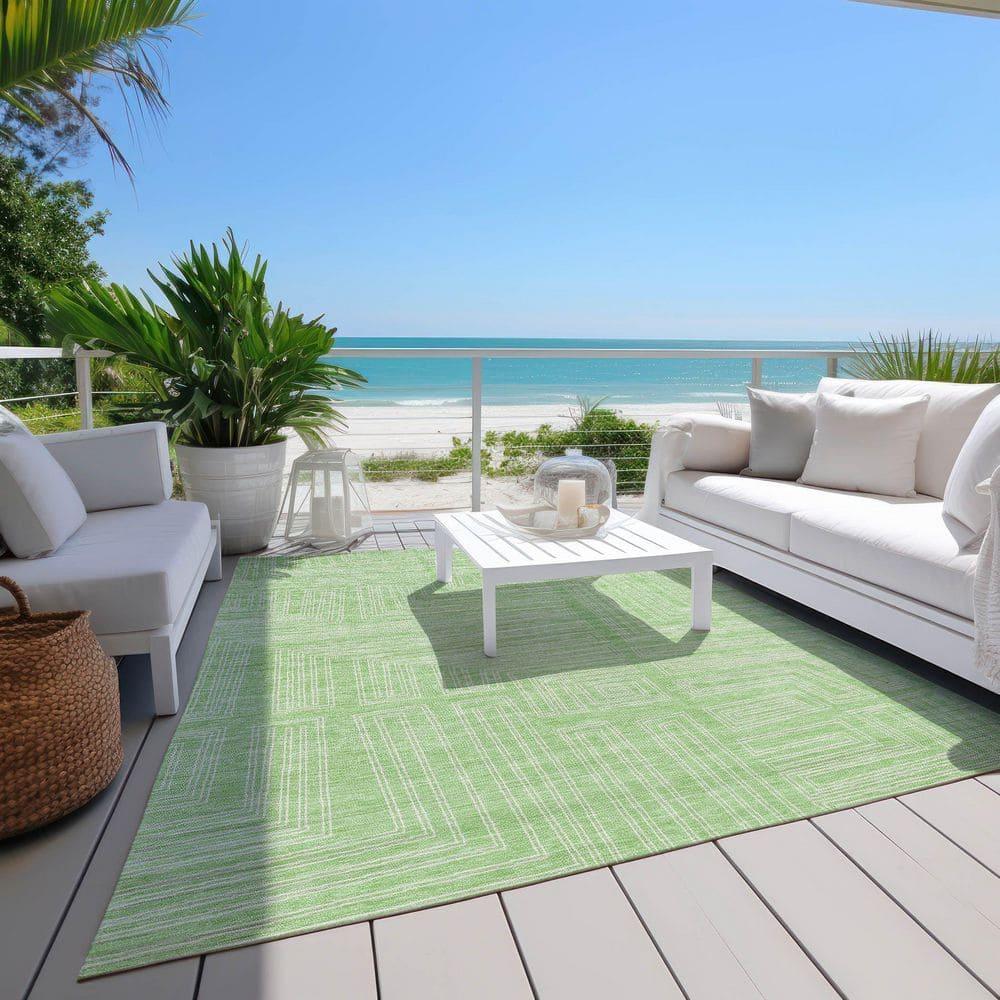 Addison Rugs Chantille Indoor/Outdoor Transitional Geometric, Abstract Mint Washable Rectangle Rug, 2'6" x 3'10"